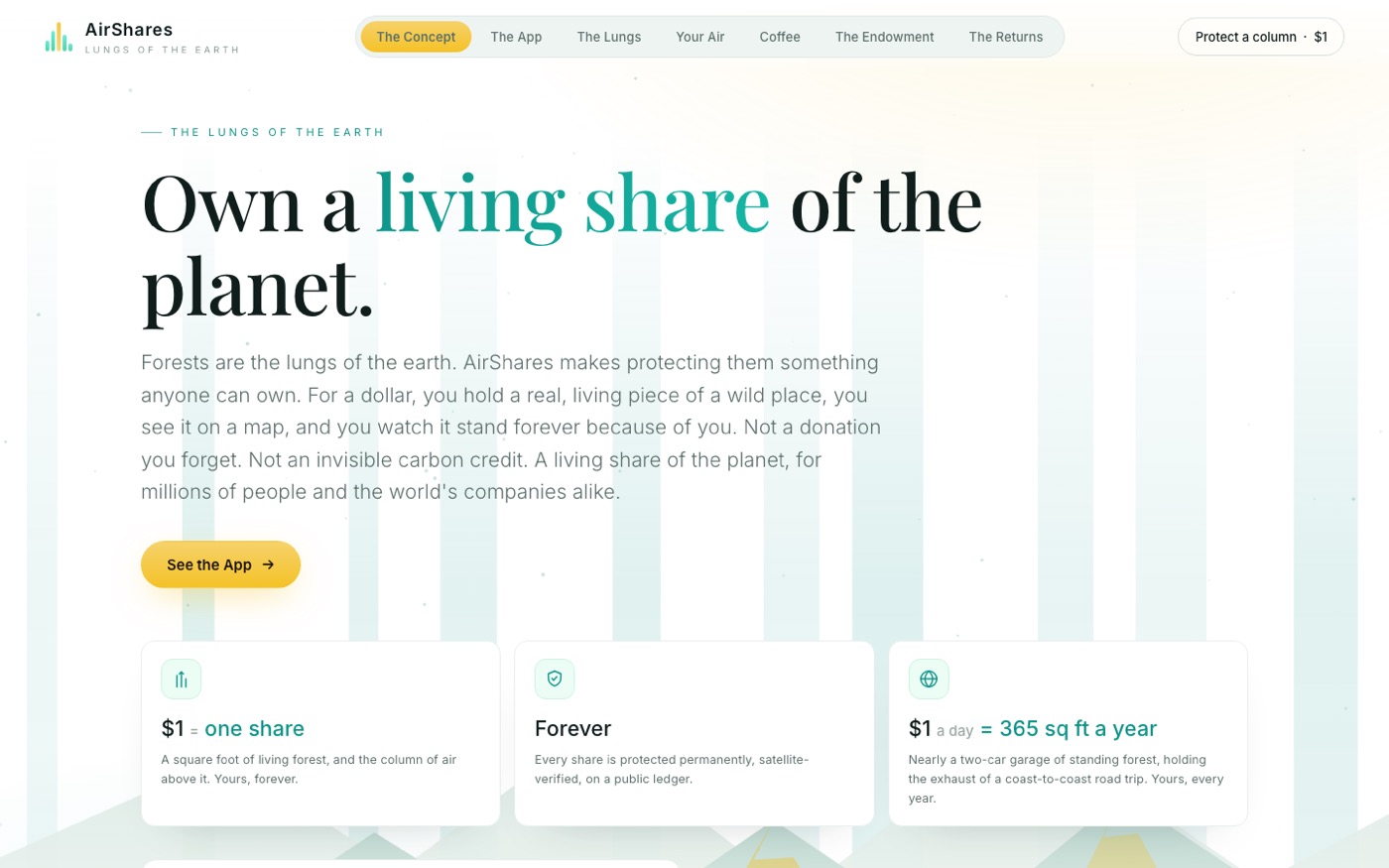 The live consumer product: a living share of the planet for a dollar